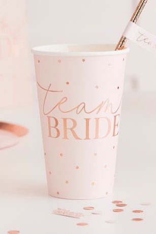 Rose Gold Foil Team Bride Paper Cup Set